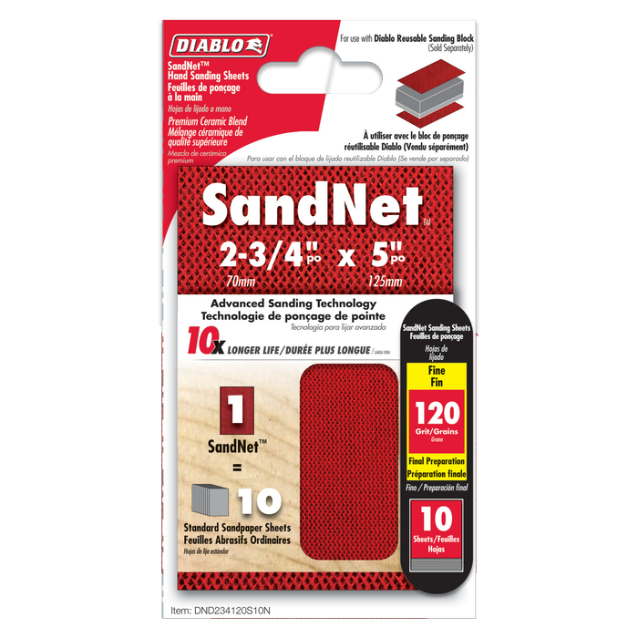 Diablo 120 Grit SandNet Preparation Sanding Sheets - 10 Pack