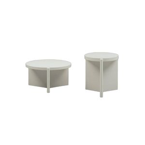 Seek and Ramble Delos Set 2 Round Coffee & Side Table Stone Look White Bundle