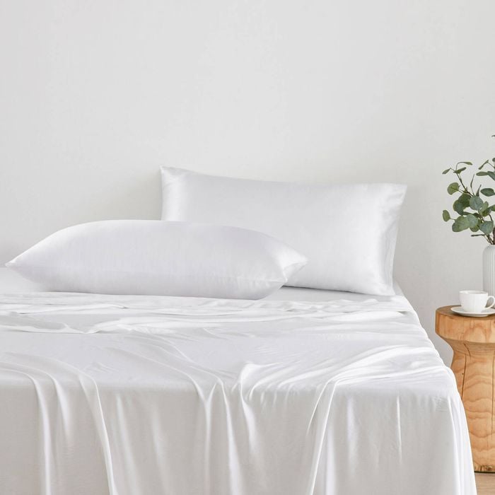 Natural Home Luxe Mulberry Silk Pillowcase 25 Momme Standard Pillowcase 48 x 73cm - White Twin Pack