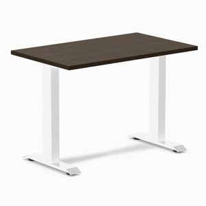 Desky Fixed Height Mini Dark Bamboo Desk 1000x600mm White Frame
