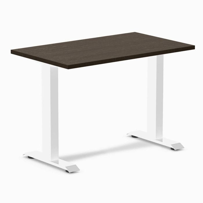 Desky Fixed Height Mini Dark Bamboo Desk 1000x600mm White Frame