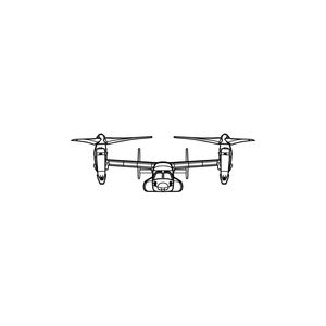 Ignite Laser Bell Boeing MV-22 Osprey - Tiltrotor Military Aircraft Silhouette Metal Wall Art Rustic Metal 23.6 inch - 60 cm