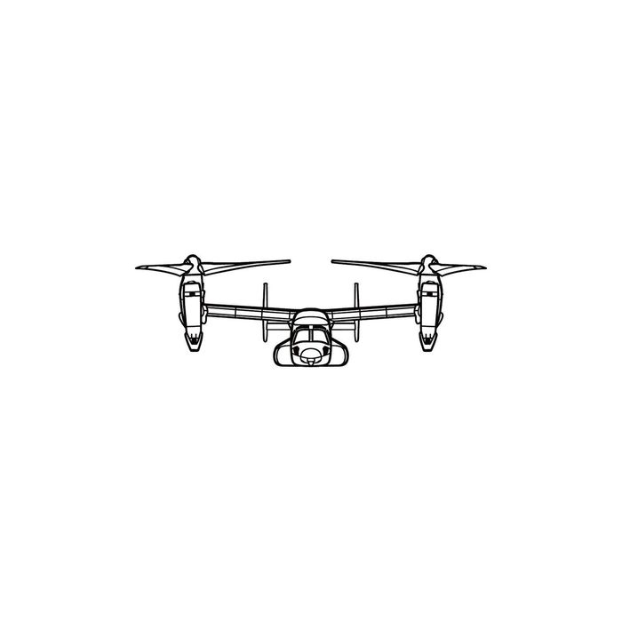 Ignite Laser Bell Boeing MV-22 Osprey - Tiltrotor Military Aircraft Silhouette Metal Wall Art Rustic Metal 23.6 inch - 60 cm