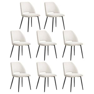 Oikiture 8x Dining Chair Accent Chairs Linen Fabric Biege