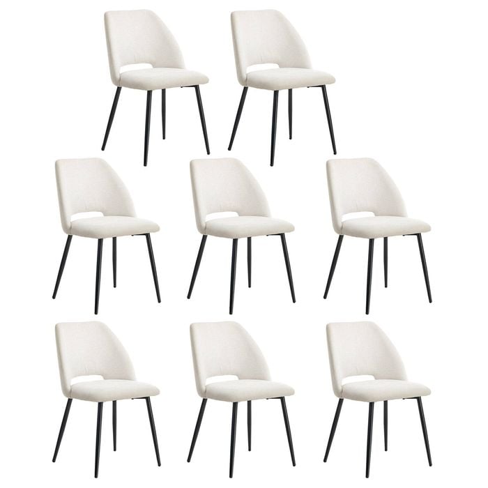 Oikiture 8x Dining Chair Accent Chairs Linen Fabric Biege
