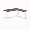 Desky Fixed Height Red Walnut Rubberwood L-shape Office Desk 1500x1550mm White Frame
