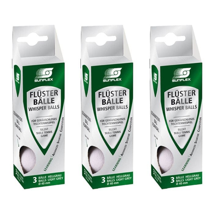 3x 3PK Sunflex Whisper Table Tennis Balls Silent Play PU Foam Gentle Bounce