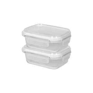 Harbour Housewares Glass Food Storage Containers with Lids - 370ml - Pack of 2