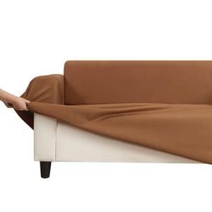 Sherwood Home Premium Faux Suede Rust 3-seater Couch Sofa Cover