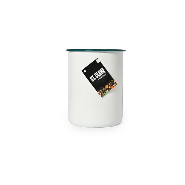 St. Clare Enamel Heavy Duty Carbon Steel Utensil Holder 14cm White/Green