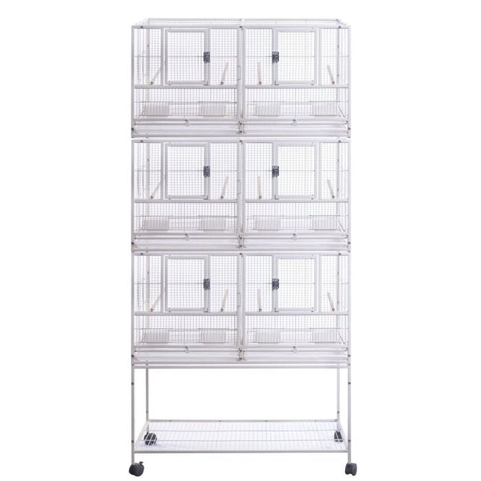 YES4PETS White 208cm Stackable White Breeding Bird Budgies Aviary Cage Shelf Wheels