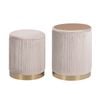 La Bella Cream 2 Set Side Table Storage Ottoman - Velvet Stool MIRA