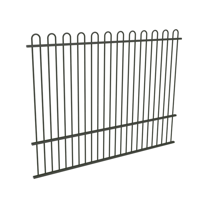 ProtectorAl 1201 - 2399 x 1800mm Woodland Grey AluminiumLoop Top Pool Fence Panel With Mid Rail