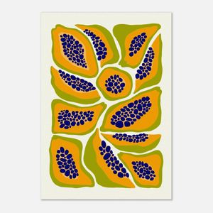 Galrie Vibrant Papaya Print Abstract Kitchen Wall Art Fruit Collection Decor, Poster Only, A2 42 x 60cm (16 x 24inch)