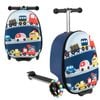 Costway 2 In 1 Kids Suitcase Scooter W/led Wheels Blue