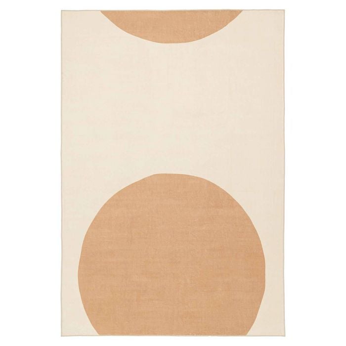 Loopsie-370cm X 270cm-carretera Printed Orange & Cream Washable Rug