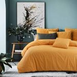 Amsons 100% Cotton Single Quilt Cover Set - Textured Print - Raw Amber - Yellow