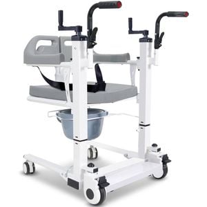 EQUIPMED 4in1 Patient Lift Transfer Chair, Shower Compatible, Over Toilet, Removable Commode