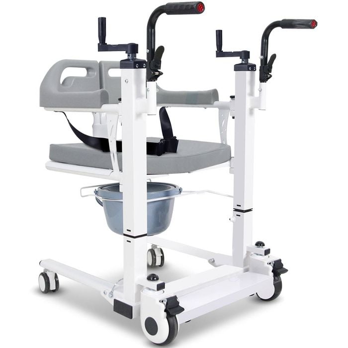 EQUIPMED 4in1 Patient Lift Transfer Chair, Shower Compatible, Over Toilet, Removable Commode