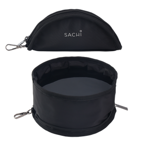 Sachi Pupbowl Travelling Portable Folding Dog Feeding Bowl Black