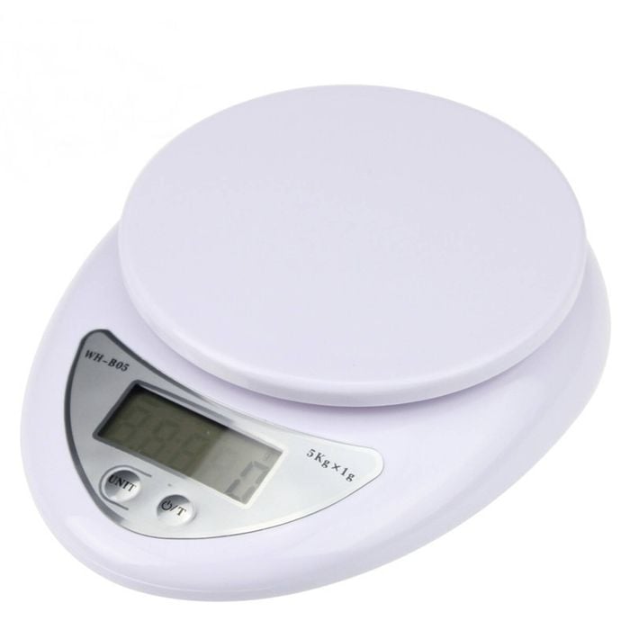 5Kg Electronic Kitchen Scale 1g Graduation - White