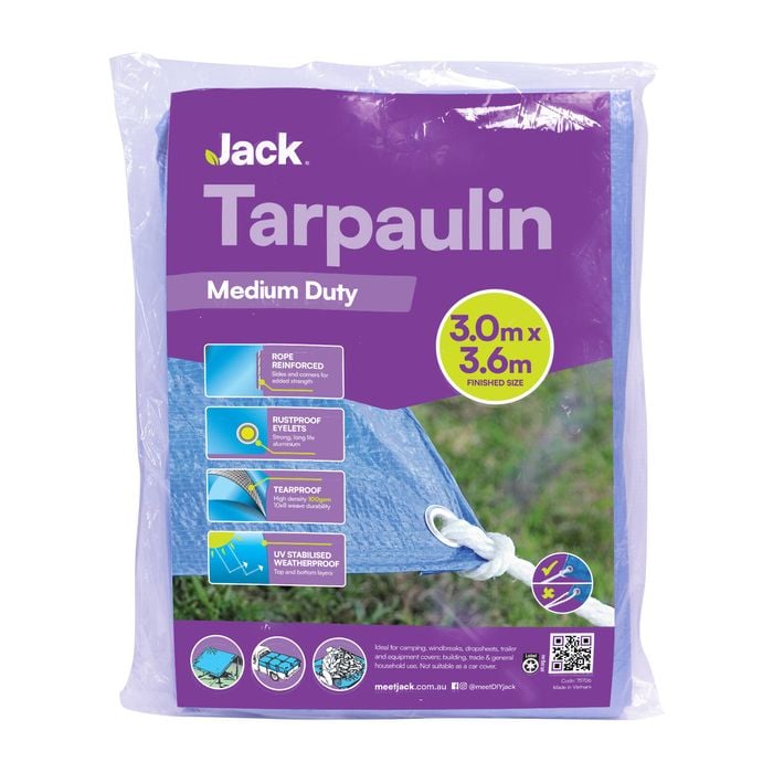 Jack 3.0 x 3.6m Medium Duty Tarpaulin
