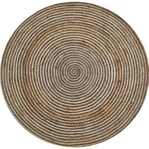 Handwoven Round Jute Rug-Spiral 6009-Natural/Heena-120x120cm