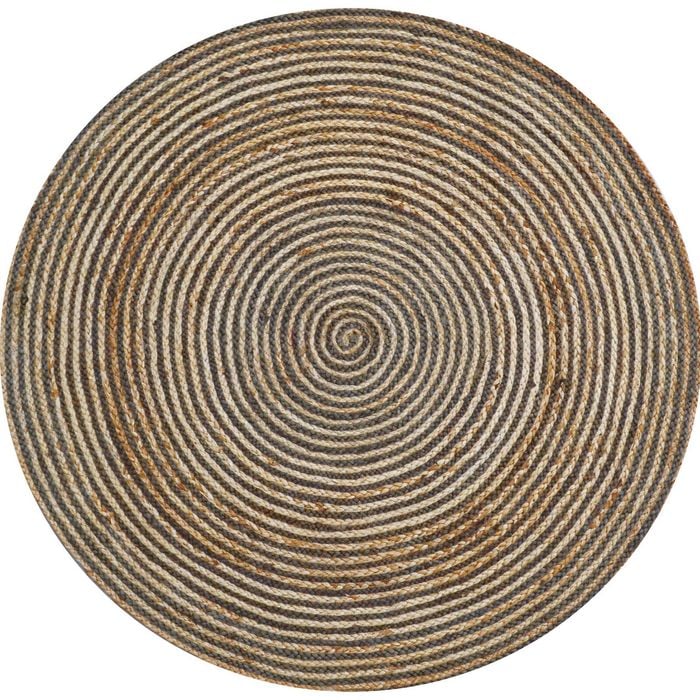 Handwoven Round Jute Rug-Spiral 6009-Natural/Heena-120x120cm