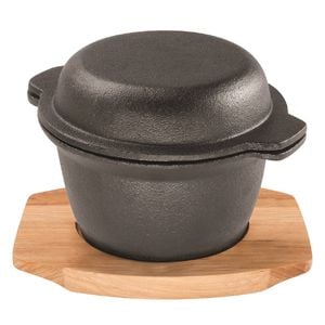 Pyrolux Pyrocast Cast Iron Garlic Pot Wooden Base with Maple Tray