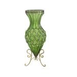 Soga 67cm Green Glass Tall Floor Vase With Metal Stand