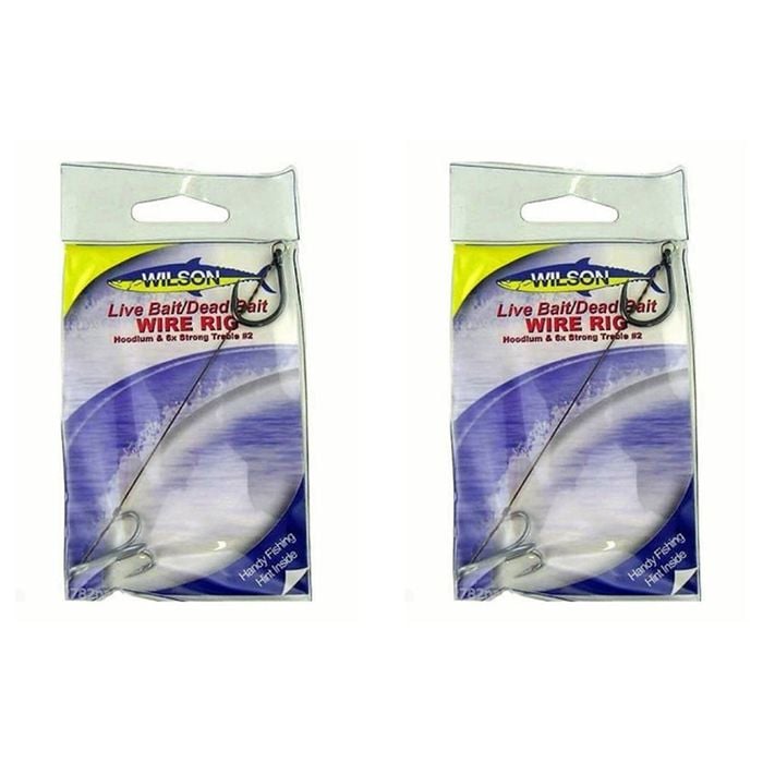 2x Wilson Live Bait/Dead Bait Wire Rig - #2 Treble & Hoodlum - 69lb Wire Trace