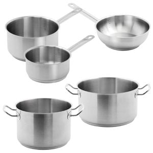 Vogue Stainless Steel Casserole Stew And Sauté Pan Set 5 Pack Kitchen Cookware
