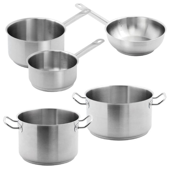 Vogue Stainless Steel Casserole Stew And Sauté Pan Set 5 Pack Kitchen Cookware