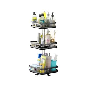 SOGA 3 Tier Black Steel Rotating Kitchen Countertop Organiser Shelf