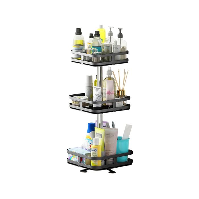 SOGA 3 Tier Black Steel Rotating Kitchen Countertop Organiser Shelf