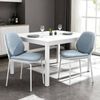 Homfurn Set Of 2 Modern Upholstered Dining Chair, Mid Century Armless Side Chair With Sturdy White Metal Legs, Light Blue