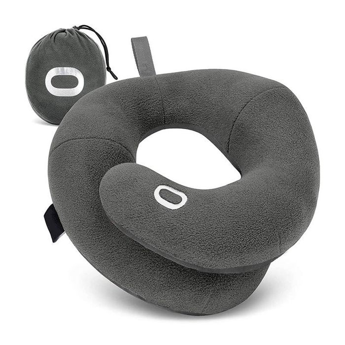 Catzon Neck Pillow for Travel Adjustable Head Chin Neck Support-Grey(M)