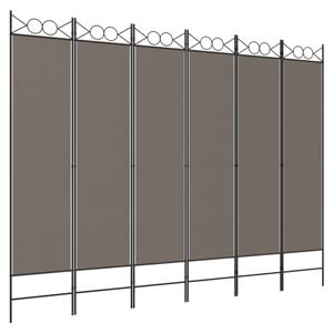 vidaXL 6-Panel Room Divider Anthracite Fabric Privacy Screen Separator Folding
