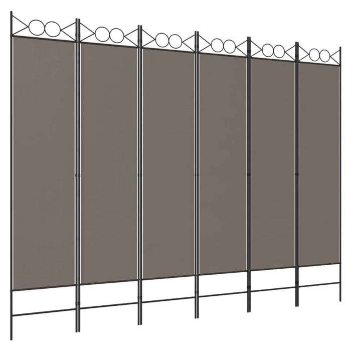 vidaXL 6-Panel Room Divider Anthracite Fabric Privacy Screen Separator Folding