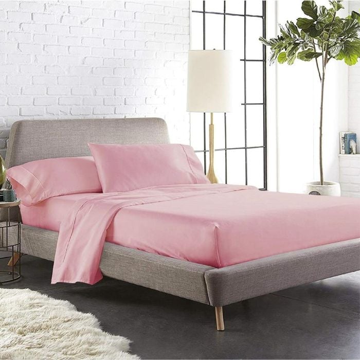 Luxor King Single Blush Color 1000TC 100% Cotton Fittd Sheet Flat Sheet Pillowcase Set