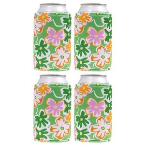 4PK Splosh Summer Pop Neoprene Insulated Stubby Holder Drink Cooler 12cm Green