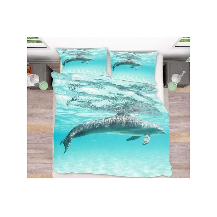 3D Sea Animal Dolphin 28 Bed Pillowcases Quilt King Size