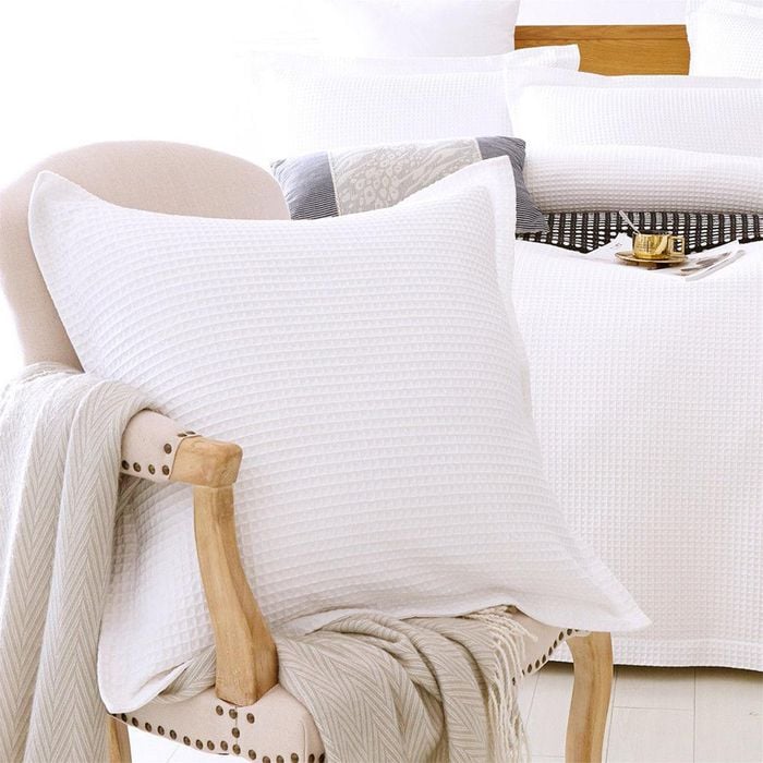 CottonMore 2pcs of 100% Cotton White Waffle European Cushion Covers 65x65cm