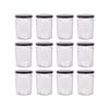 Argon Tableware 380ml Glass Jam Jars With Airtight Black Lids - Set Of 12 Empty Screw Top Kitchen Storage Preserving Jar
