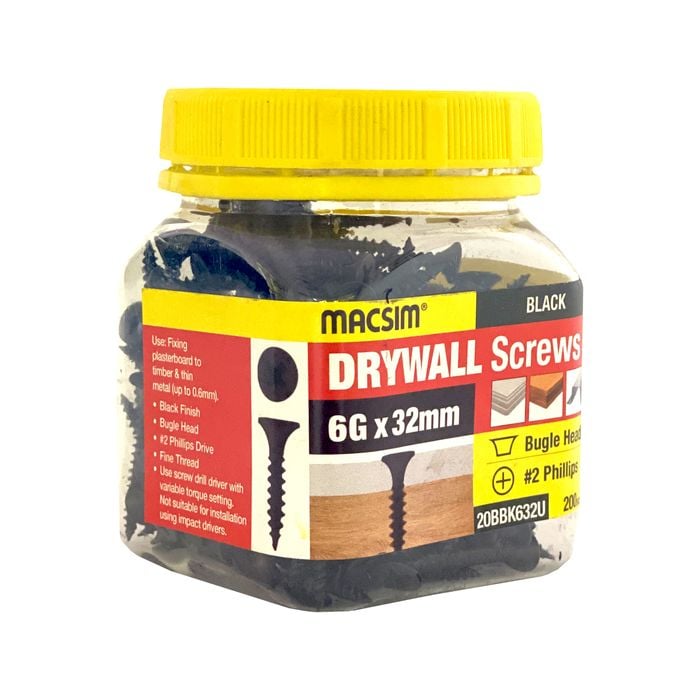 Macsim 6g x 32mm Bugle Drywall Screws - 200 Pack