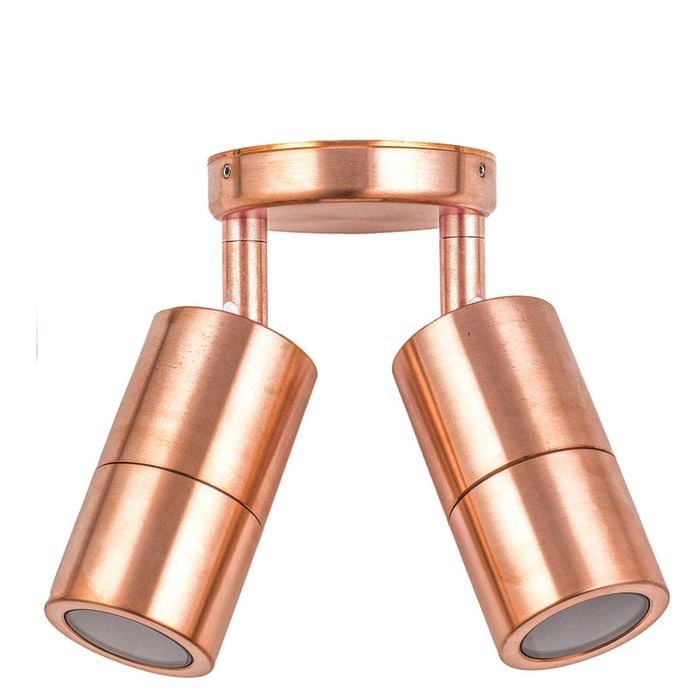 CLA Lighting GU10 Exterior Wall Pillar 2-Light Adjustable Spot Light (Copper) IP65