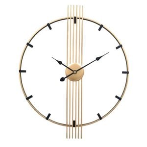 Salesbay 60cm Silent Wall Clock Mute Modern Metal Gold Home Decor Round