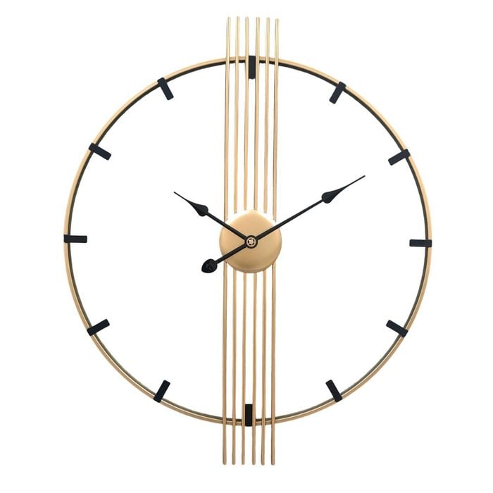 Salesbay 60cm Silent Wall Clock Mute Modern Metal Gold Home Decor Round