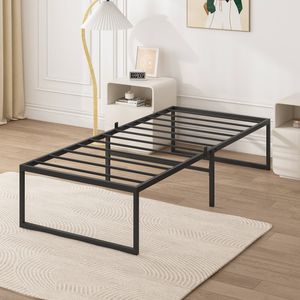 Advwin Bed Frame Single Size Metal Frame Bed Mattress Base Platform Black