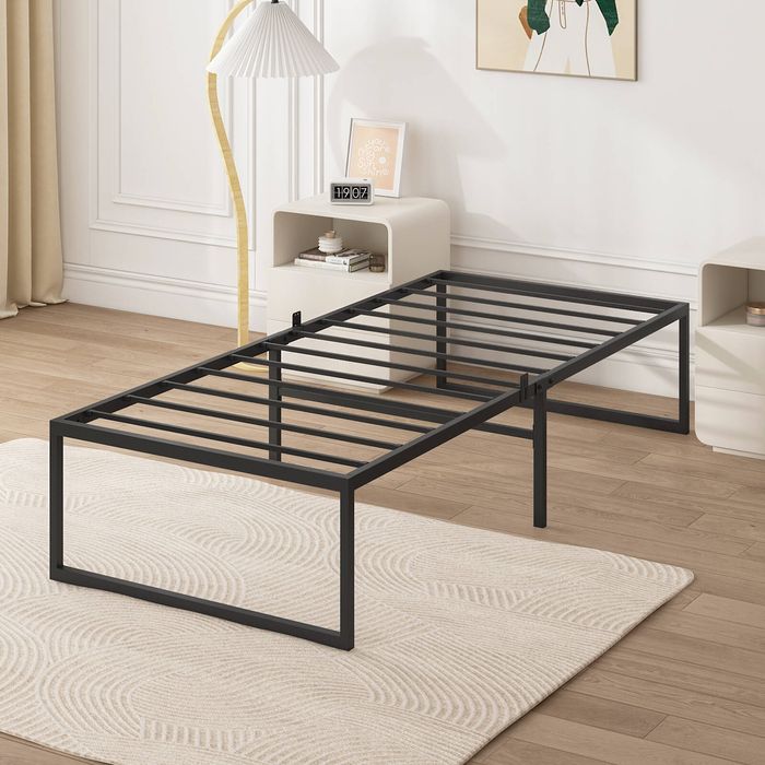 Advwin Bed Frame Single Size Metal Frame Bed Mattress Base Platform Black